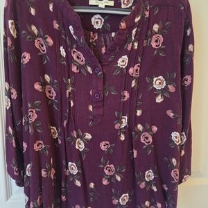 Floral Women's Top - Purple and Pink